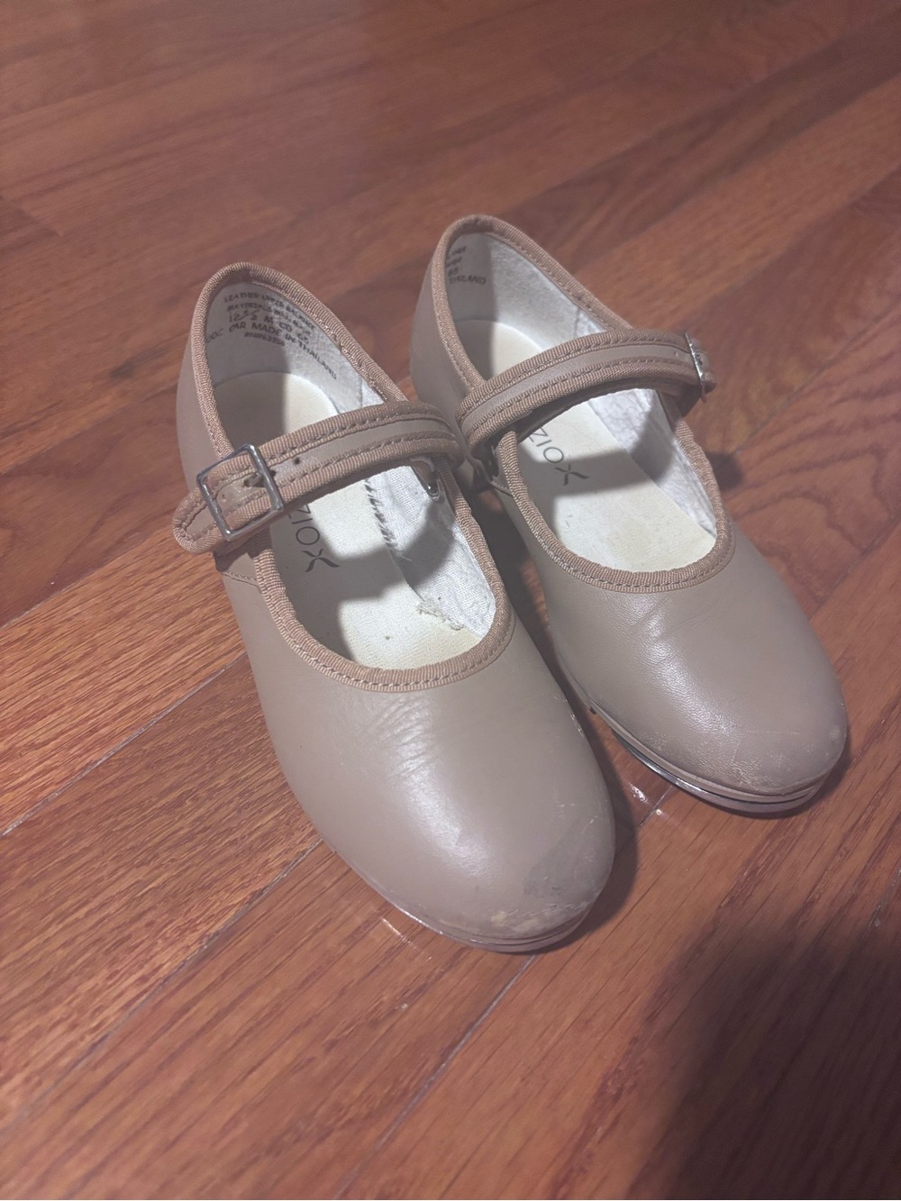 Capezio Girls Beige Mary Jane Tap Shoes with Buckle Strap